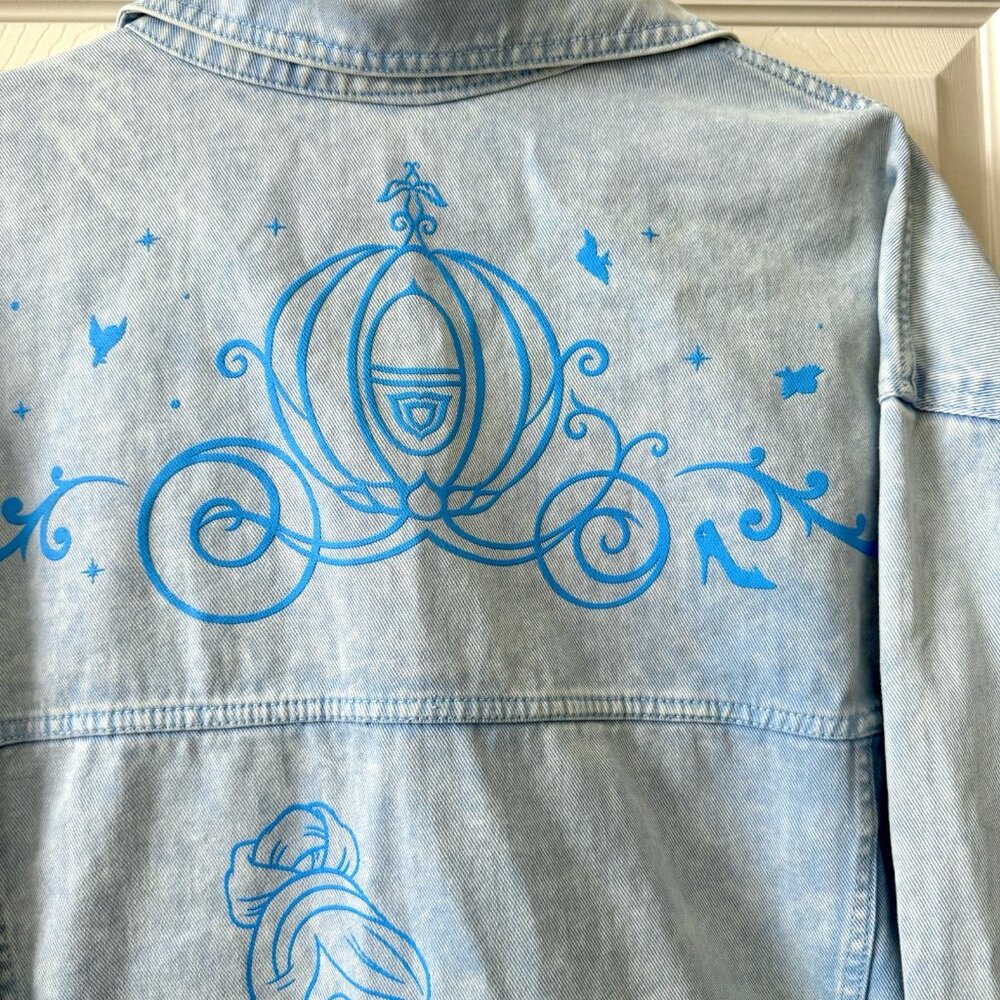 Disney Parks Cinderella Denim Jean Jacket XXL Spirit Jersey 2XL Princess 51”blue - Picture 4 of 6